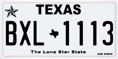 TX license plate BXL1113
