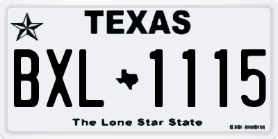 TX license plate BXL1115