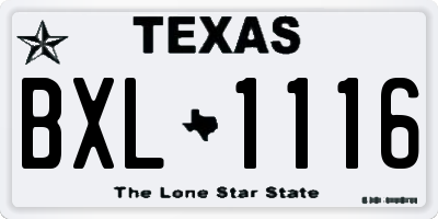 TX license plate BXL1116
