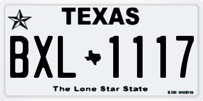 TX license plate BXL1117