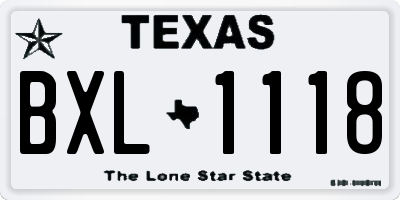 TX license plate BXL1118