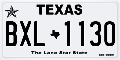 TX license plate BXL1130