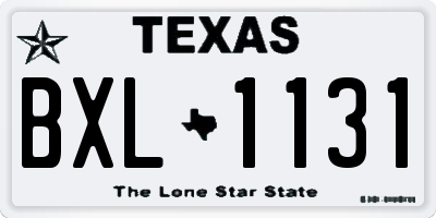 TX license plate BXL1131