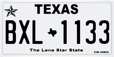 TX license plate BXL1133