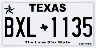 TX license plate BXL1135