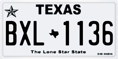 TX license plate BXL1136