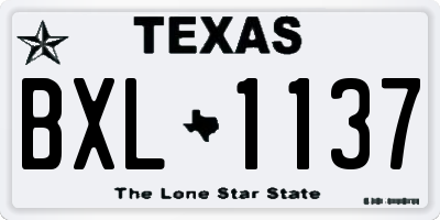TX license plate BXL1137