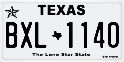 TX license plate BXL1140