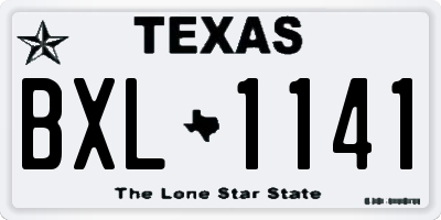 TX license plate BXL1141