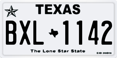 TX license plate BXL1142