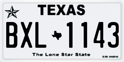 TX license plate BXL1143