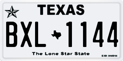 TX license plate BXL1144