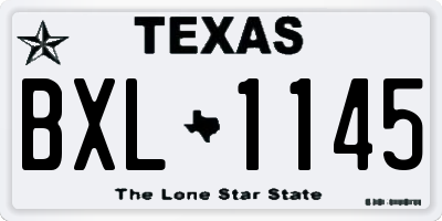 TX license plate BXL1145