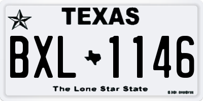 TX license plate BXL1146
