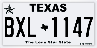TX license plate BXL1147