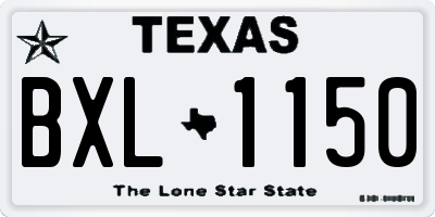 TX license plate BXL1150