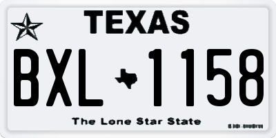 TX license plate BXL1158