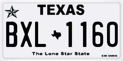 TX license plate BXL1160