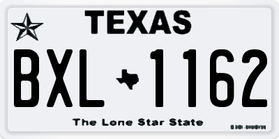 TX license plate BXL1162