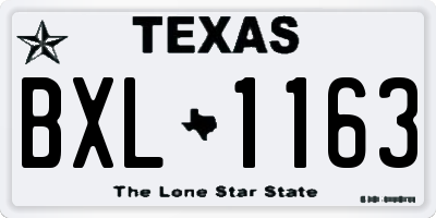 TX license plate BXL1163