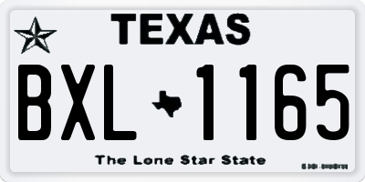 TX license plate BXL1165