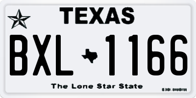 TX license plate BXL1166