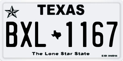 TX license plate BXL1167