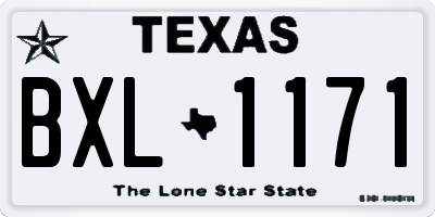TX license plate BXL1171