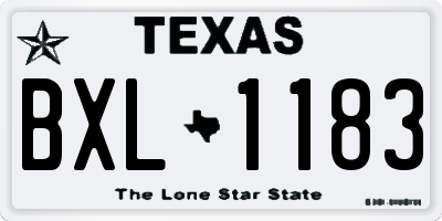 TX license plate BXL1183