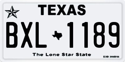 TX license plate BXL1189