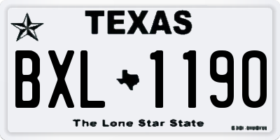 TX license plate BXL1190