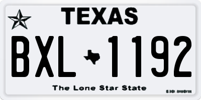 TX license plate BXL1192