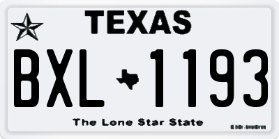 TX license plate BXL1193