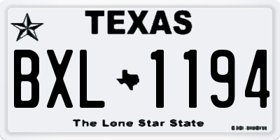 TX license plate BXL1194