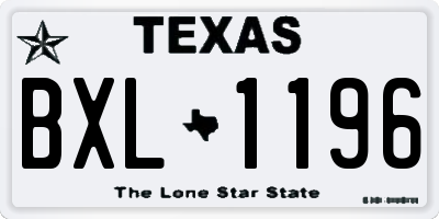 TX license plate BXL1196