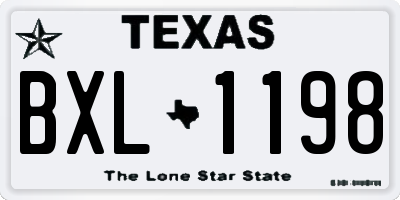 TX license plate BXL1198