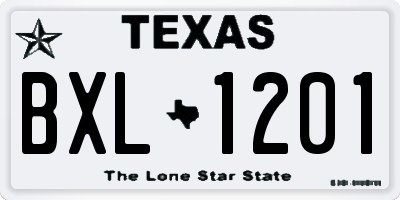 TX license plate BXL1201