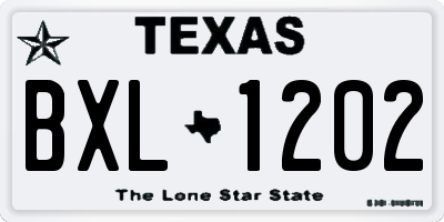 TX license plate BXL1202