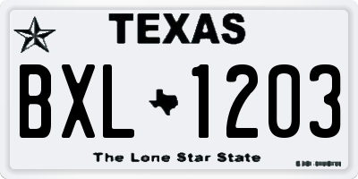 TX license plate BXL1203