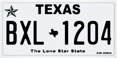 TX license plate BXL1204