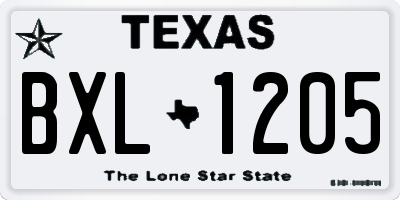 TX license plate BXL1205