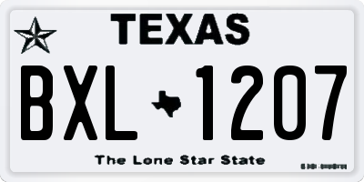 TX license plate BXL1207