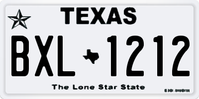 TX license plate BXL1212