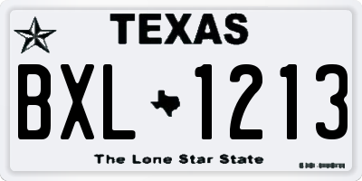 TX license plate BXL1213