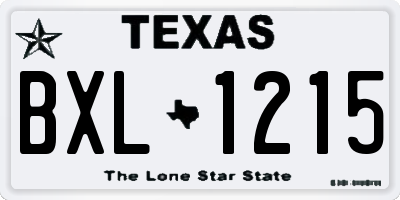 TX license plate BXL1215