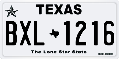 TX license plate BXL1216
