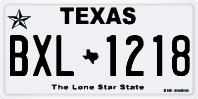 TX license plate BXL1218