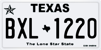 TX license plate BXL1220