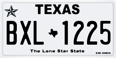 TX license plate BXL1225