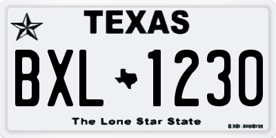 TX license plate BXL1230